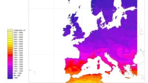 Mapa de la radiación solar en Europa